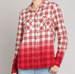 Dip Dye Plaid Long Sleeve