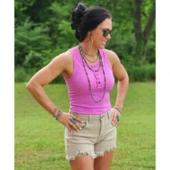 Sand Medium Rise Distressed Shorts -Columbia Clothing Shop 20230510 100151