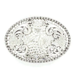 Silver Oval Clear Crystal Horse Head Buckle