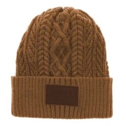 Hooey Ladies Beanie Tan With Brown Leather Patch