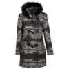 Hooey Ladies Long Coat With Faux Fur Hood-Charcoal Aztec