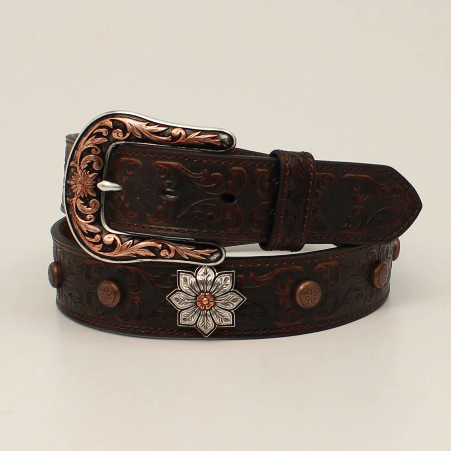 Ariat Ladie's Brown Floral Flower Concho Belt 1 Ariat Ladie's Brown Floral Flower Concho Belt