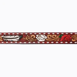 American Darling Red & White Flower Tooled Belt -Columbia Clothing Shop ADBLF118D