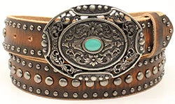 Ariat Women's Brown Distressed Belt With Nailheads 1 Ariat Women's Brown Distressed Belt With Nailheads