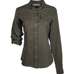 HOOey Ladies Sol Dark Grey Long Sleeve Button Down