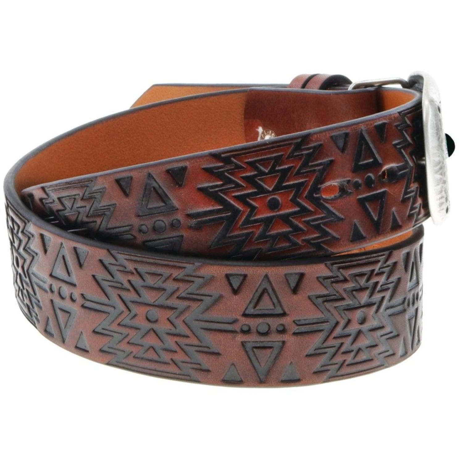 Hooey Ladies Brn/Blk 1.5" Aztec Belt-Small Rectangle Buckle 2 Hooey Ladies Brn/Blk 1.5" Aztec Belt-Small Rectangle Buckle - Image 2
