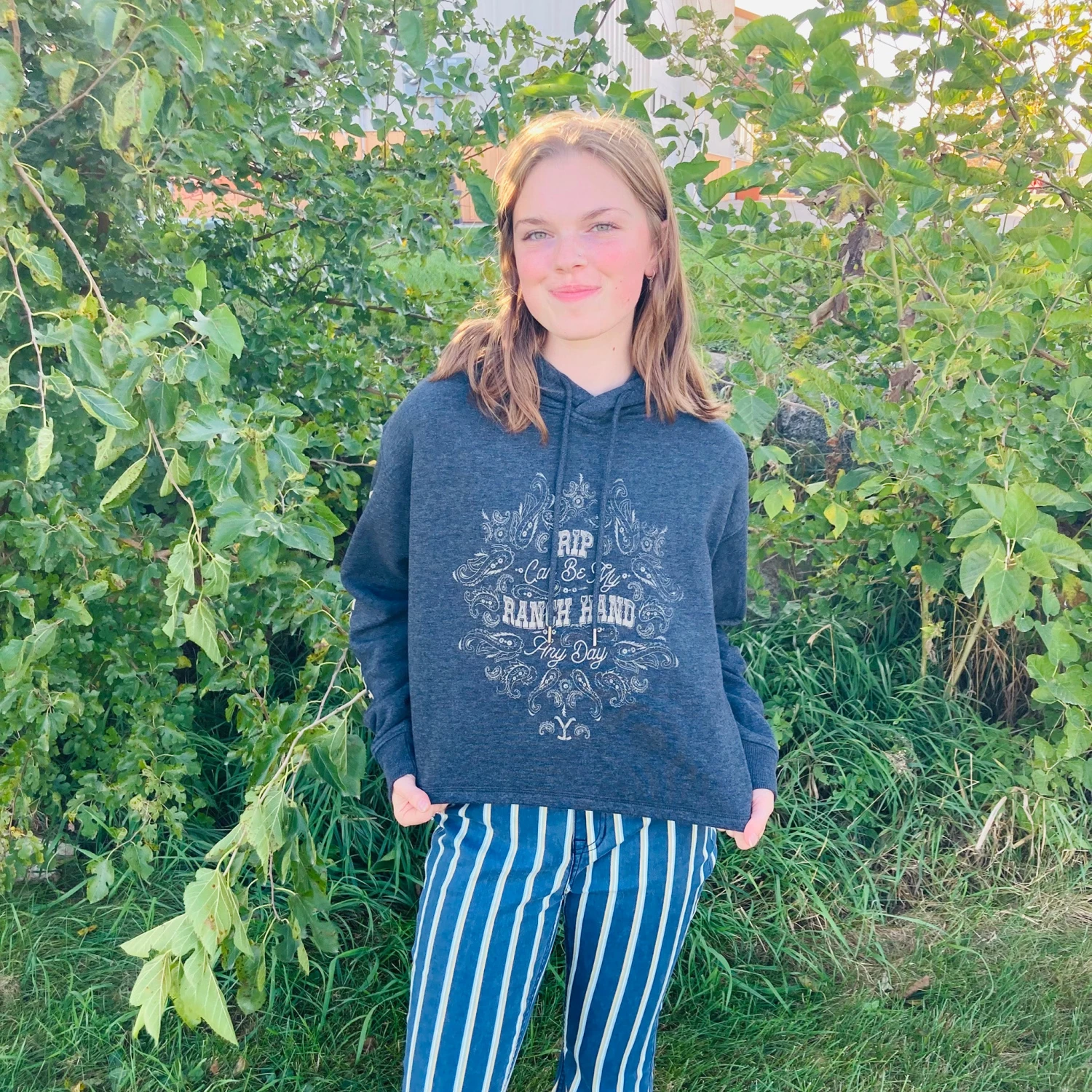 Wrangler Yellowstone Women's Ranch Hand Crop Hoodie 2 Wrangler Yellowstone Women's Ranch Hand Crop Hoodie - Image 2