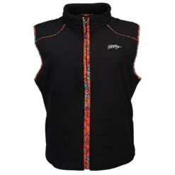 Hooey Black And Orange Floral Vest
