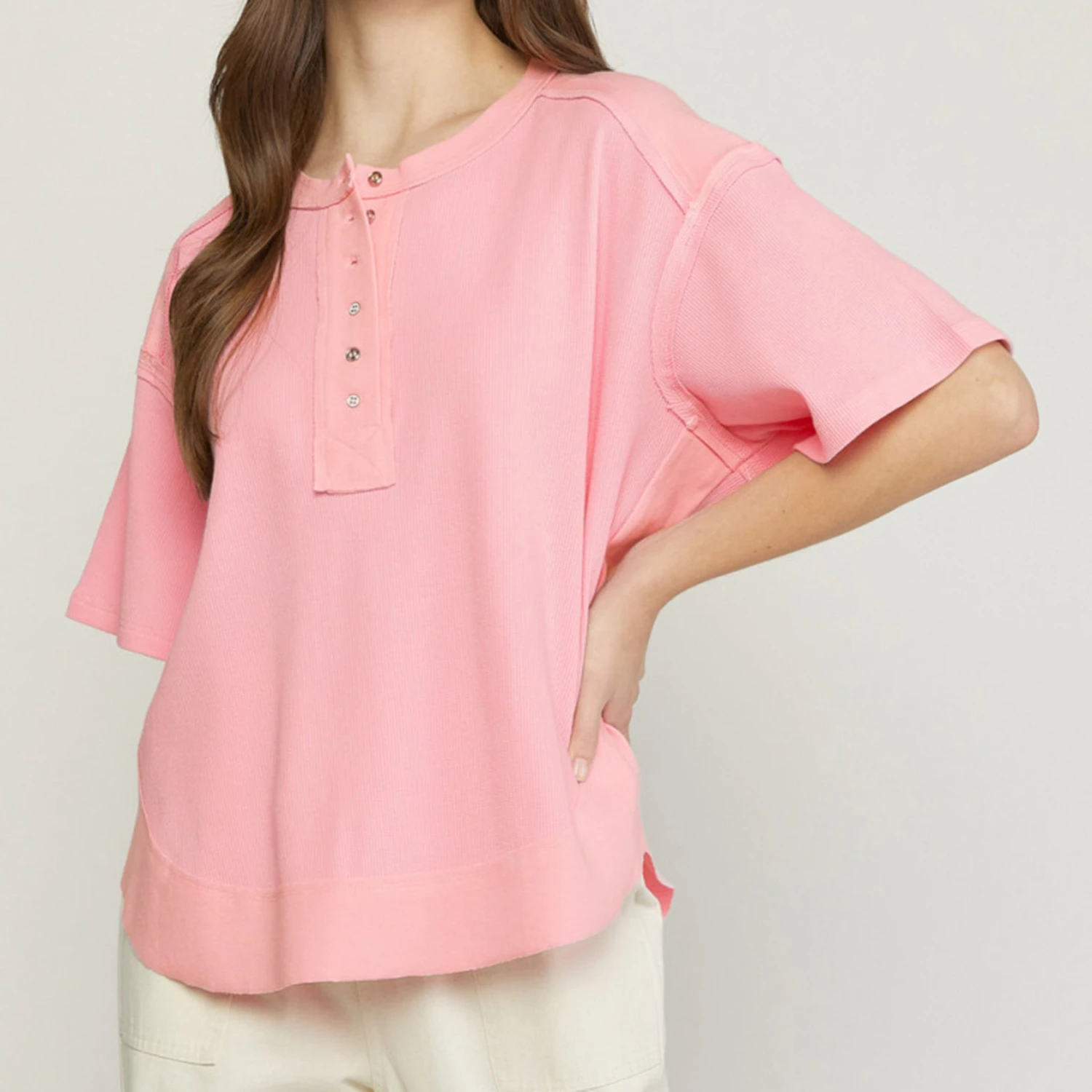 Peach Raw Edge Shirt 2 Peach Raw Edge Shirt - Image 2