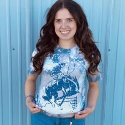 Bleach Blue Bucking Bronc Tee -Columbia Clothing Shop WDT 1874