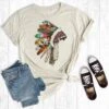 Cream Colorful Indian Headdress Graphic Tee