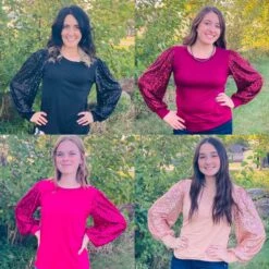 Solid Sequins Long Sleeve Shirt